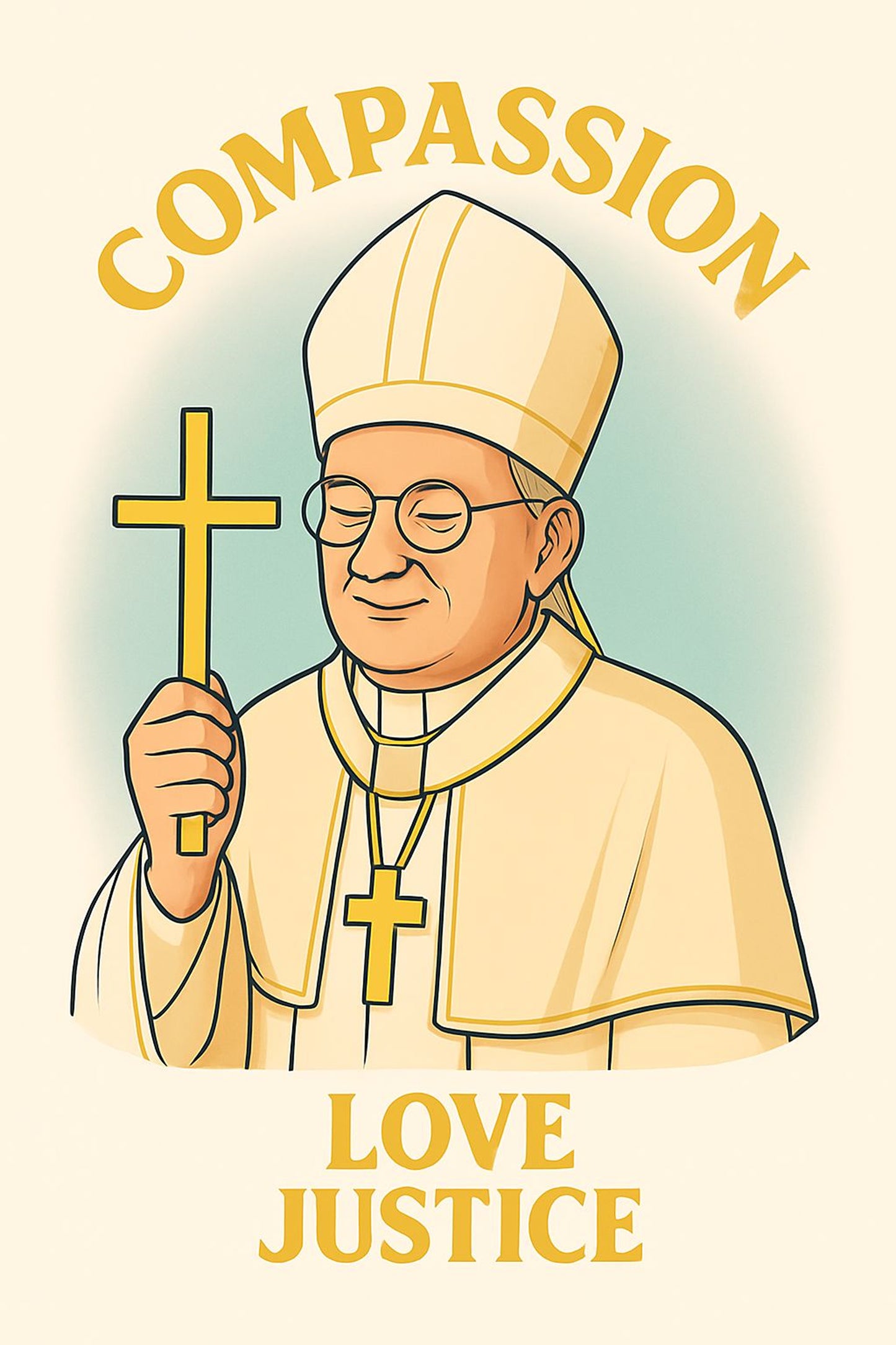 Pope Leo Gallery Wrap Canvas Wall Art Print Supporting Compassion Love Justice