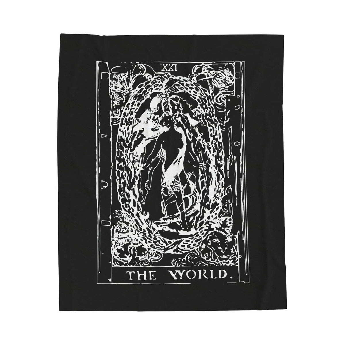 Tarot Card World Design Black and White Velveteen Plush Blanket