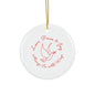 Love, Peace & Joy Holiday Star Ornament - Ceramic Star with Dove and Peace Design
