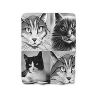 Load image into Gallery viewer, Black and White Kitty  Blanket Sherpa Fleece Blanket
