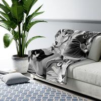 Load image into Gallery viewer, Black and White Kitty  Blanket Sherpa Fleece Blanket
