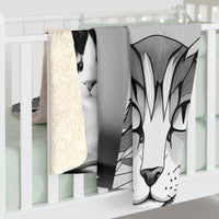 Load image into Gallery viewer, Black and White Kitty  Blanket Sherpa Fleece Blanket
