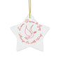 Love, Peace & Joy Holiday Star Ornament - Ceramic Star with Dove and Peace Design