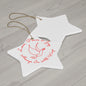 Love, Peace & Joy Holiday Star Ornament - Ceramic Star with Dove and Peace Design