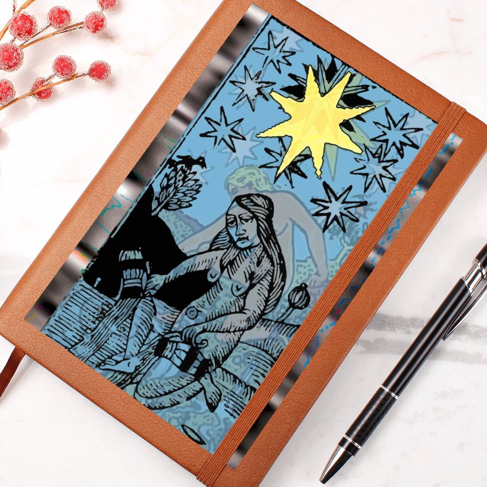 The Star Tarot Card Leather Journal. Record tarot readings, ideas, quotes, horoscopes, and important life events, Vegan leather cover. 100 sheets / 200 lined pages. An amazing gift for witchy, boho or tarot card loving friends.
