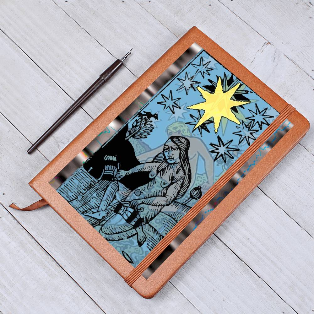 The Star Tarot Card Leather Journal. Record tarot readings, ideas, quotes, horoscopes, and important life events, Vegan leather cover. 100 sheets / 200 lined pages. An amazing gift for witchy, boho or tarot card loving friends.