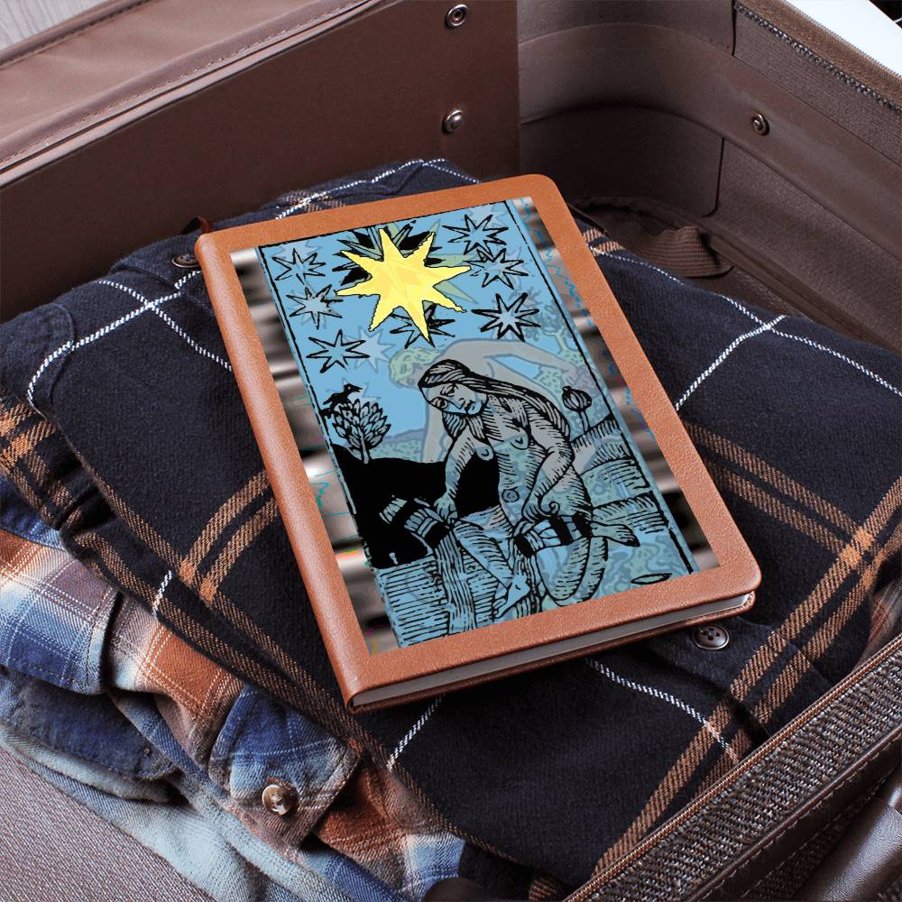 The Star Tarot Card Leather Journal. Record tarot readings, ideas, quotes, horoscopes, and important life events, Vegan leather cover. 100 sheets / 200 lined pages. An amazing gift for witchy, boho or tarot card loving friends.