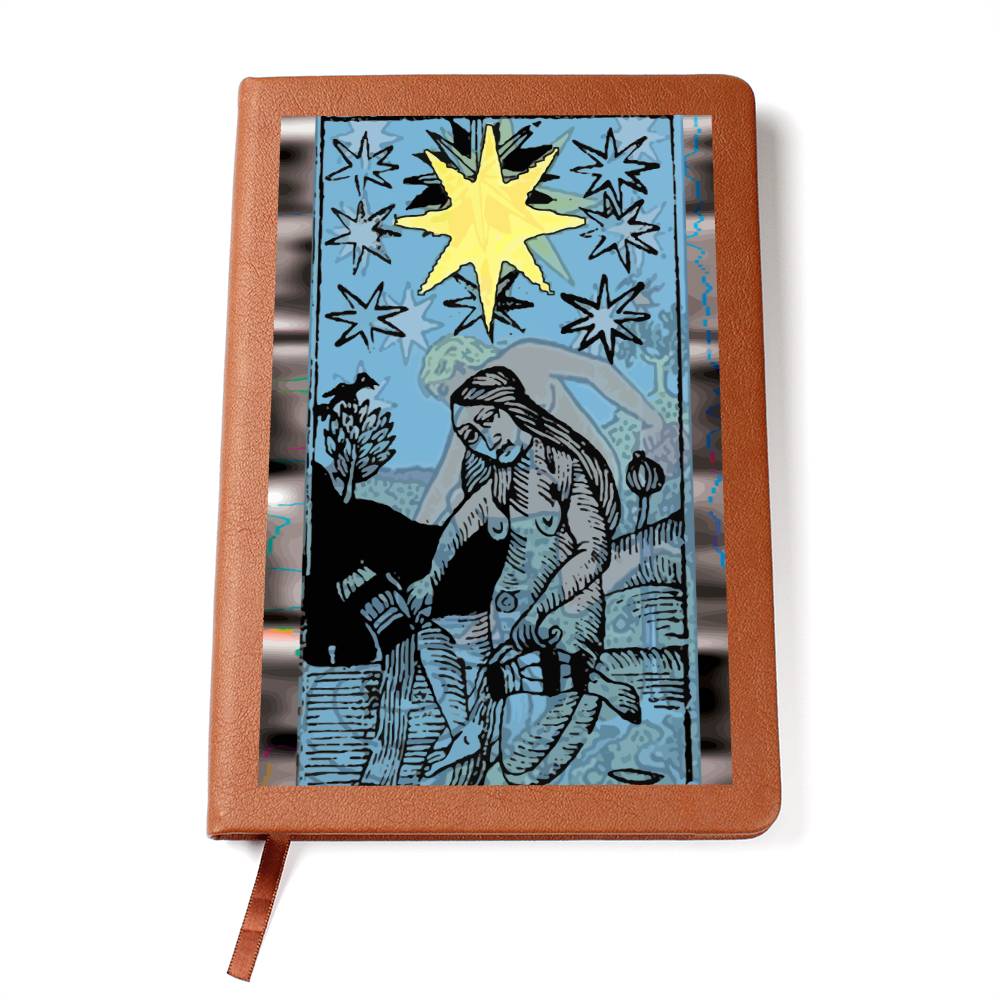 The Star Tarot Card Leather Journal. Record tarot readings, ideas, quotes, horoscopes, and important life events, Vegan leather cover. 100 sheets / 200 lined pages. An amazing gift for witchy, boho or tarot card loving friends.