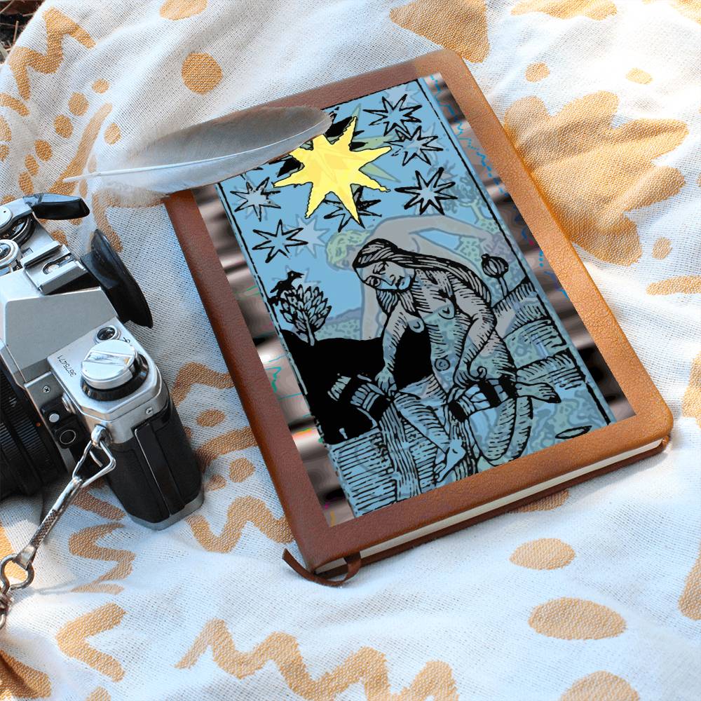The Star Tarot Card Leather Journal. Record tarot readings, ideas, quotes, horoscopes, and important life events, Vegan leather cover. 100 sheets / 200 lined pages. An amazing gift for witchy, boho or tarot card loving friends.