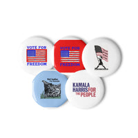 Load image into Gallery viewer, Set of Five Kamala Harris Vote Freedam Vote Blue Button Pins

